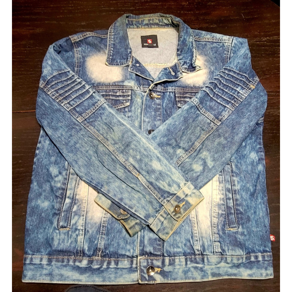 Y2K Southpole Button Up Denim Jacket Acid Wash Men’s XL Moto Sleeve